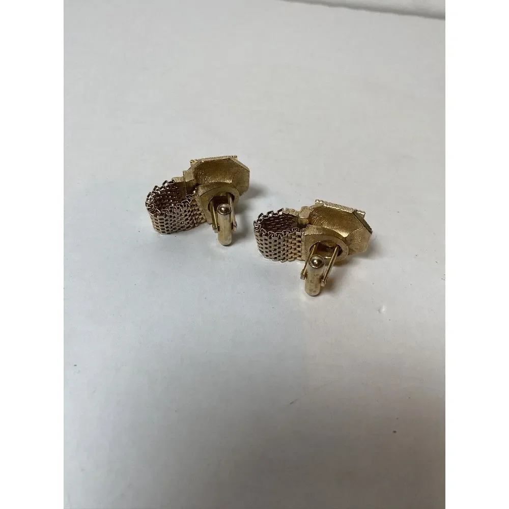 Vintage Thermoset Brown Glass Mesh‎ Wrap Cufflinks, Circa 1960, Gift Boxed!